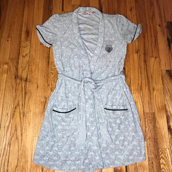 Juicy Couture Gray Terry heart robe SZ SM - Picture 1 of 4